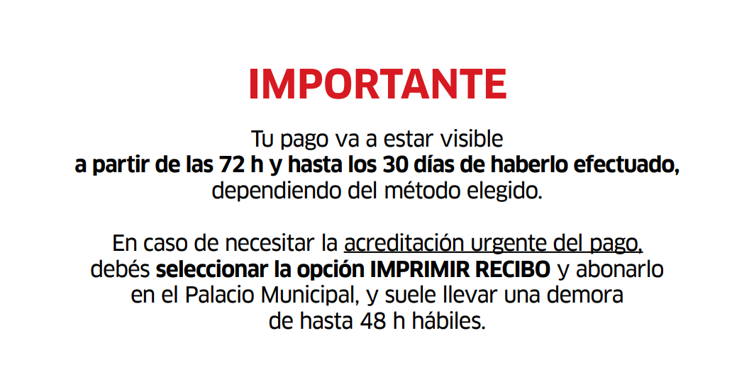 Aviso importante sobre la acreditación del pago